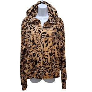 Juicy Couture Leopard Print Zip-up Jacket Velour Size 2X